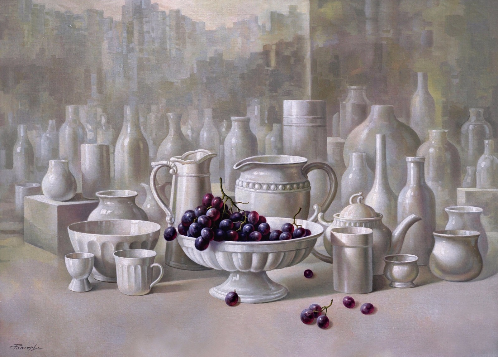 Bodegon Blanco Con Uvas