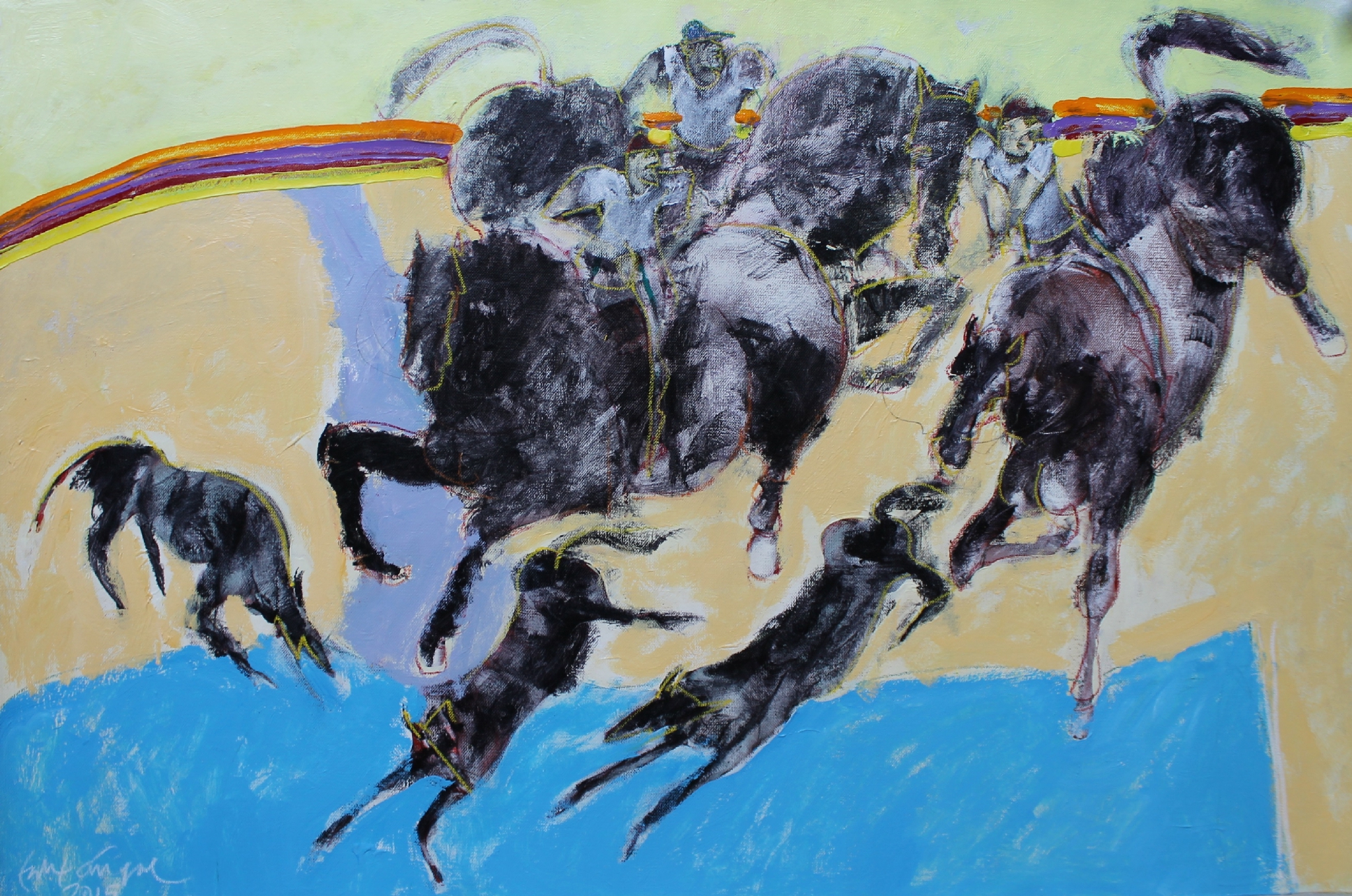 Composicion Con Perros Y Caballos