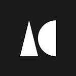 The Americas Collection Logo it is composed of three geometric elements, a black square as a background and in the foreground a white triangle and semicircle that mimic the letters AC which is short of Americas Collection