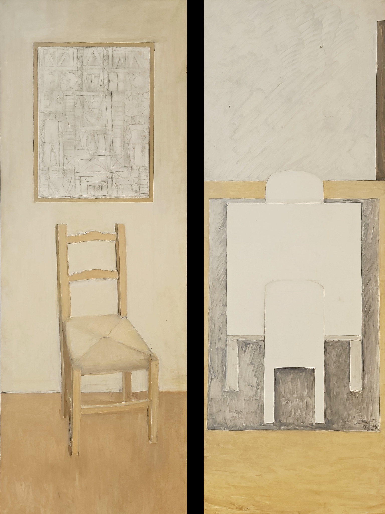 A Painting Of A Chair And A Table By Linda Kohen