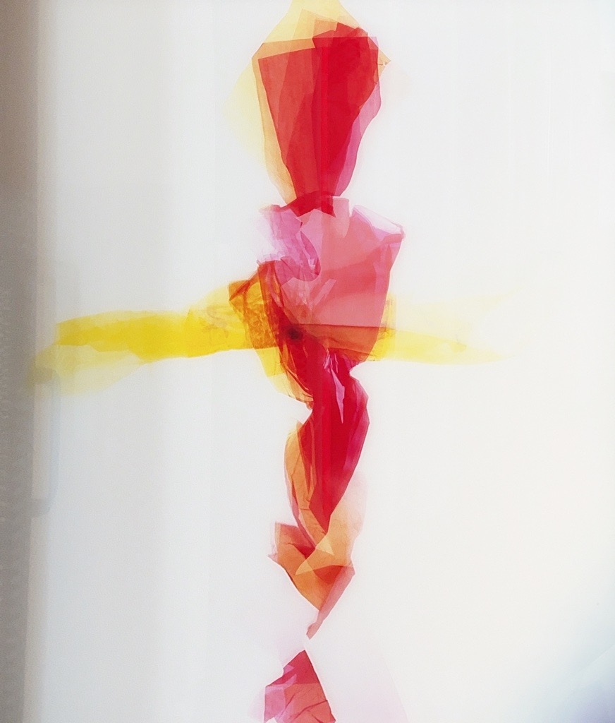 Abstract Photograph By Lorenza Panero With Red, Yellow, White, And Pink Illuminated Papers