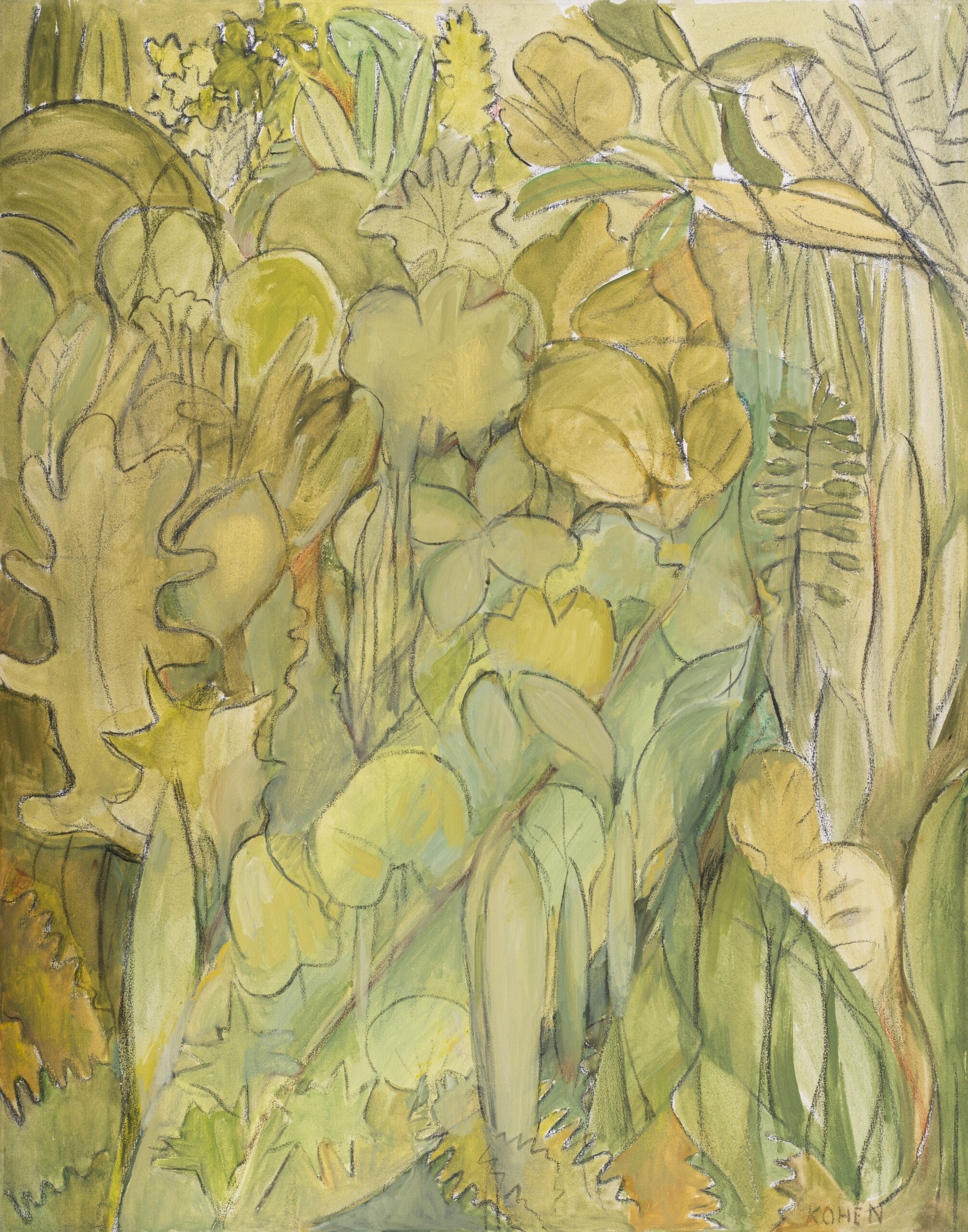 A Painting Of Green Foliage By Linda Kohen