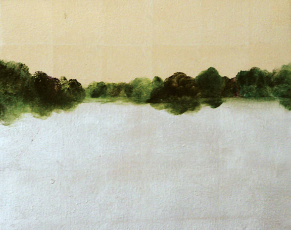 An Abstract Landscape Painting With A Mix Of Gold And Silver By The Artist Paul Hunter