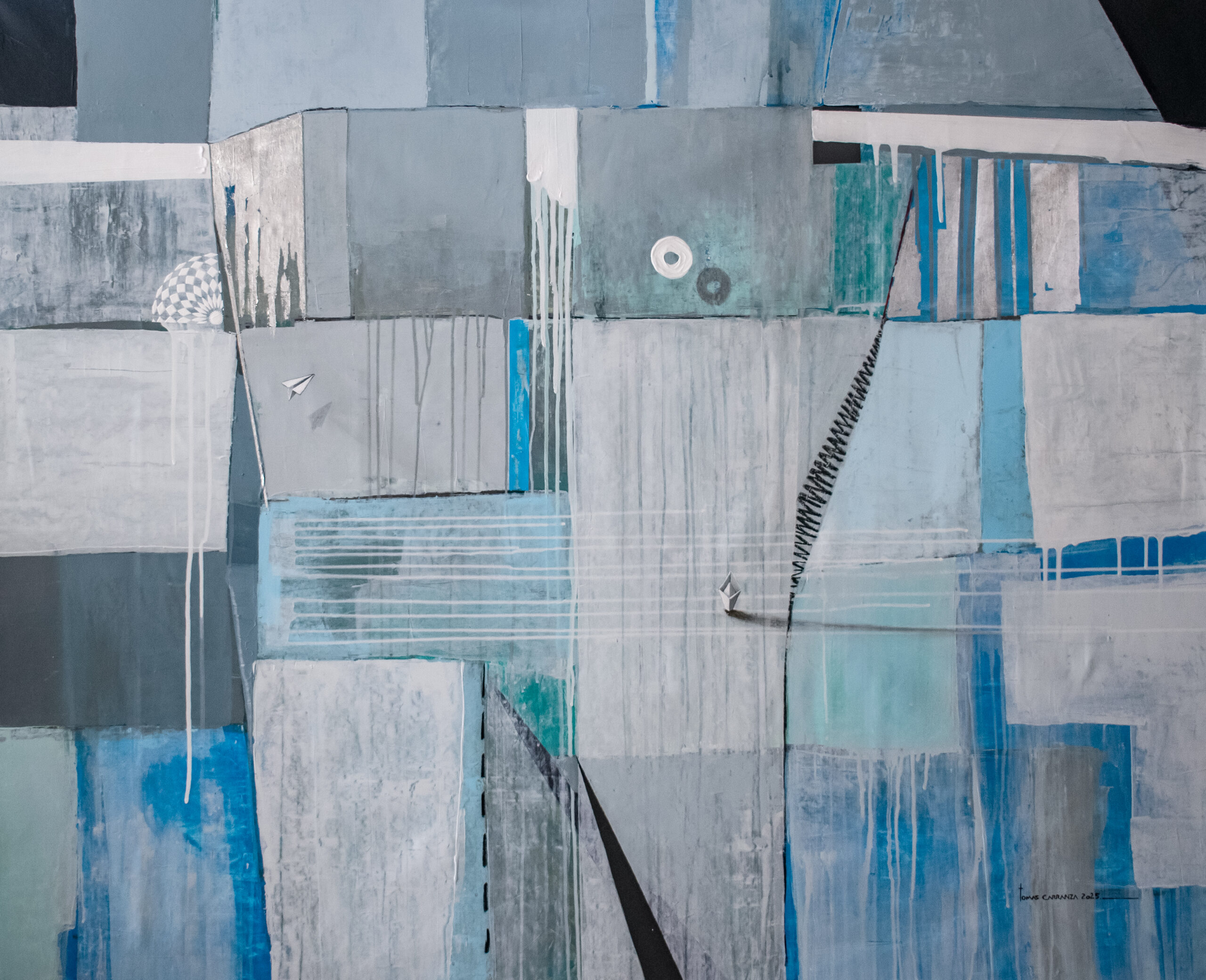 Blue Abstract Geometric Art Piece